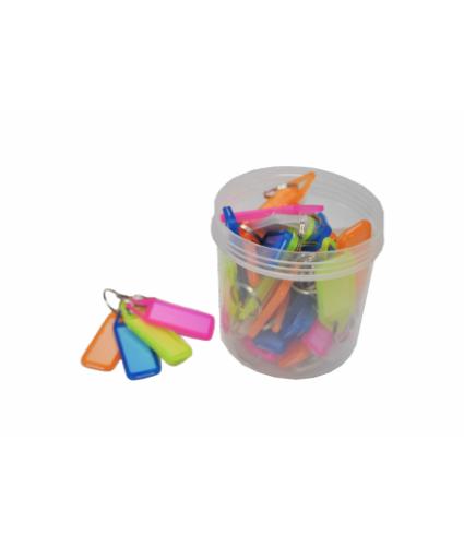 Hard Plastic Key Tag + Ring Size: 58mm x 30