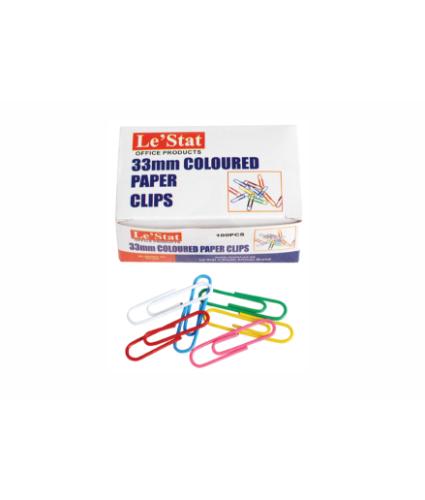 Paper Clips 33mm Plastic Coated 100 pieces/b