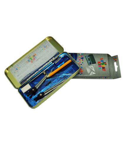 11-Piece Maths Set Metal Tin,