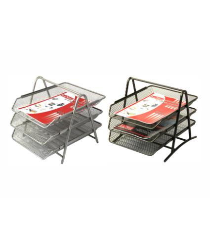 Mesh Letter Trays 3-Tier Set with Stand